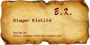 Blayer Klotild névjegykártya
